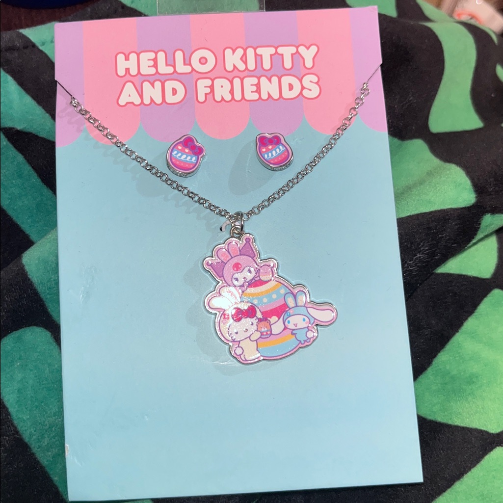 Bnwt!Hello Kitty & Friends Easter Earring’s And Necklace Set!